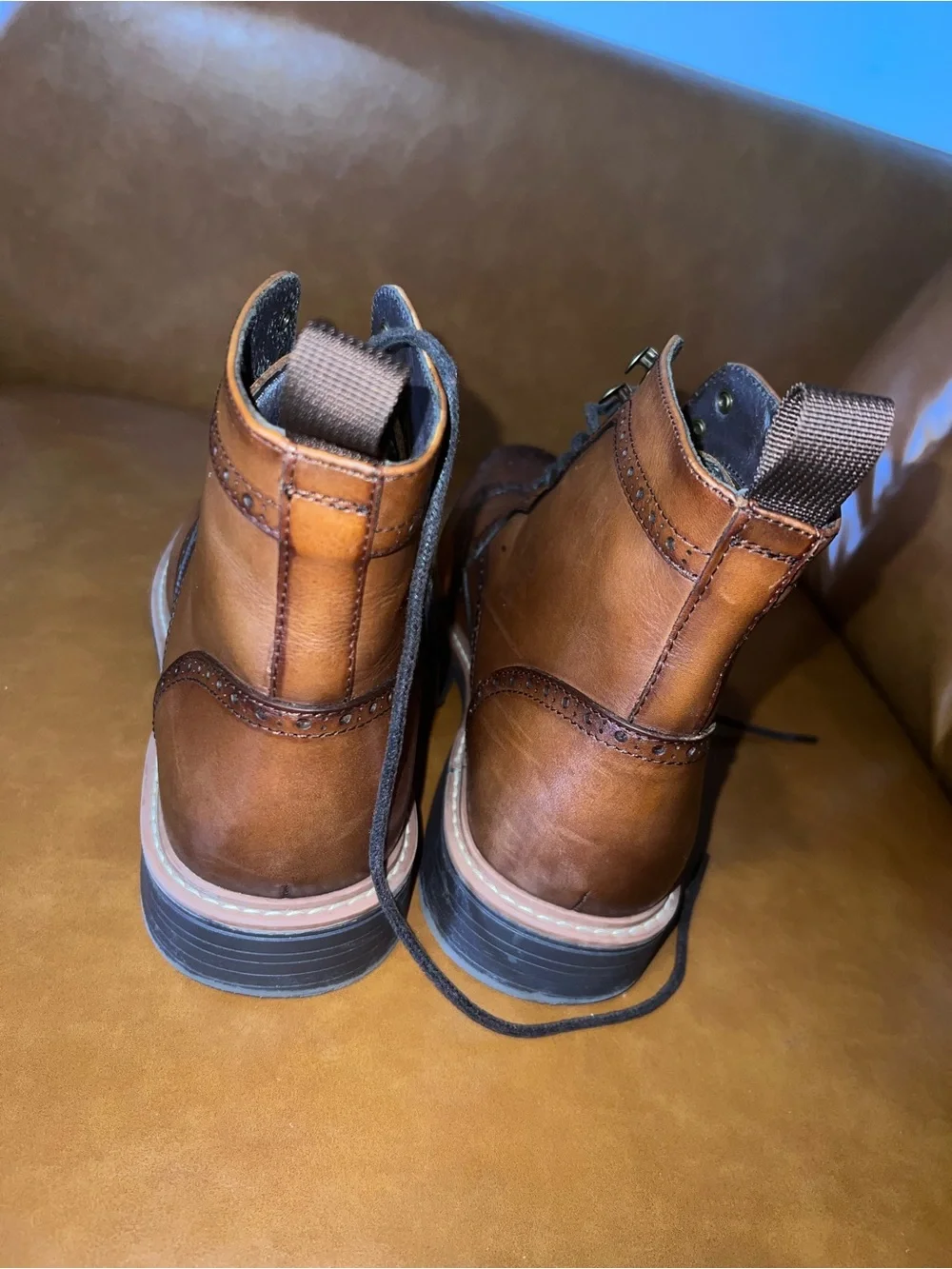 Jonsen Milan vegan leather wingtip derby boots men’s size 10-10.5